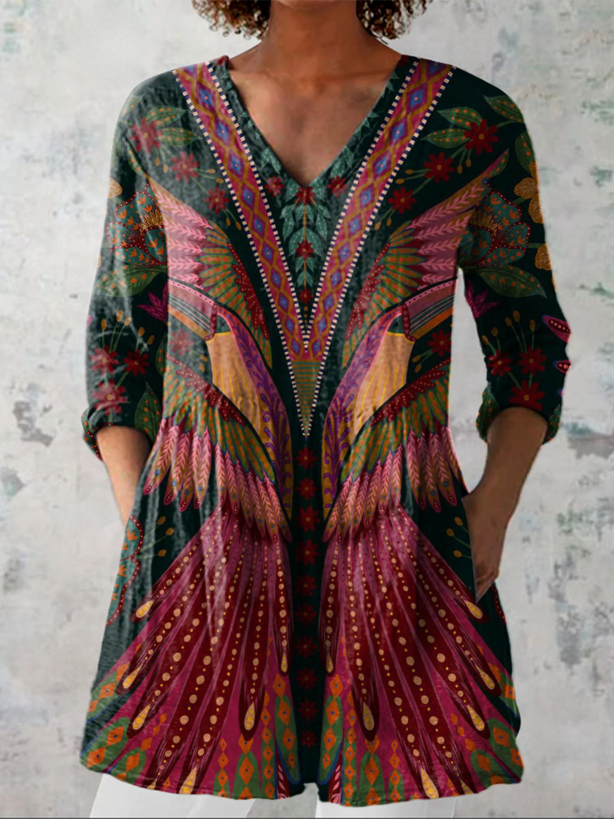 MANON - Long Flowing V-Neck Blouse