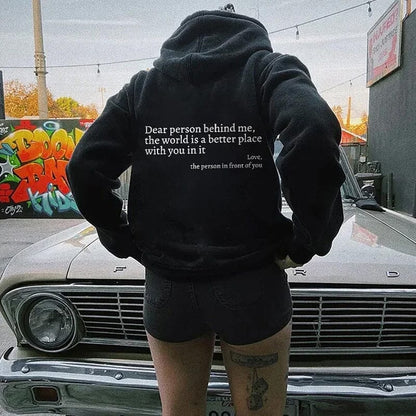 Women's 'Dear Person Behind Me' Slogan Hoodie - image 3