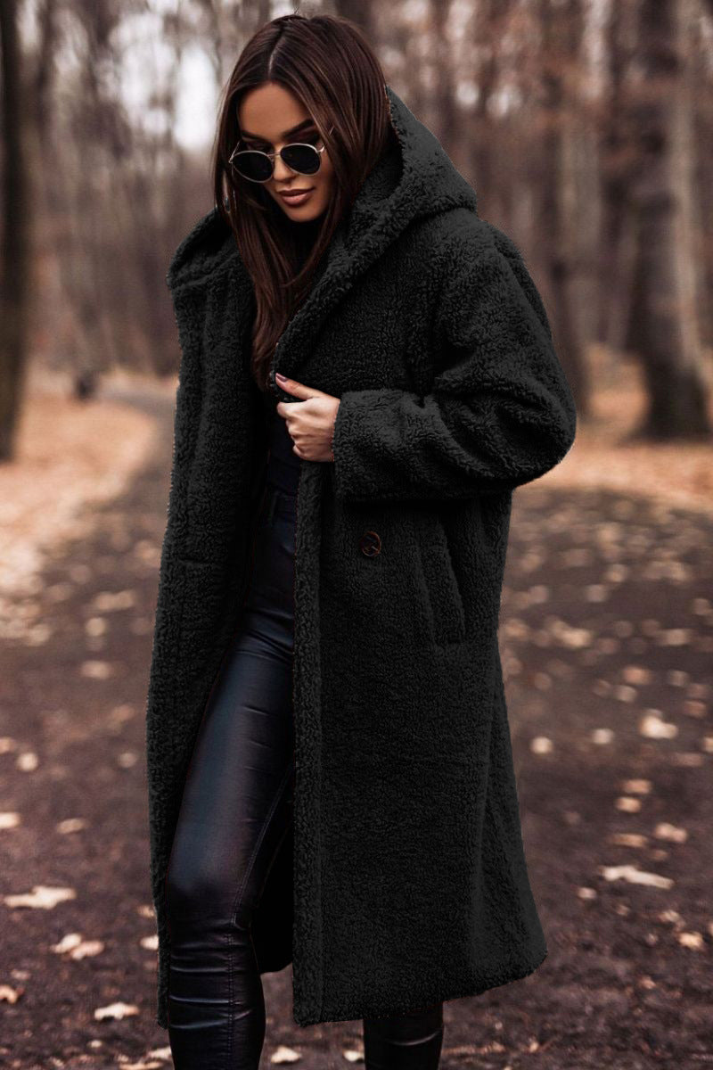Women's Knee-Length Hooded Coat - image 3