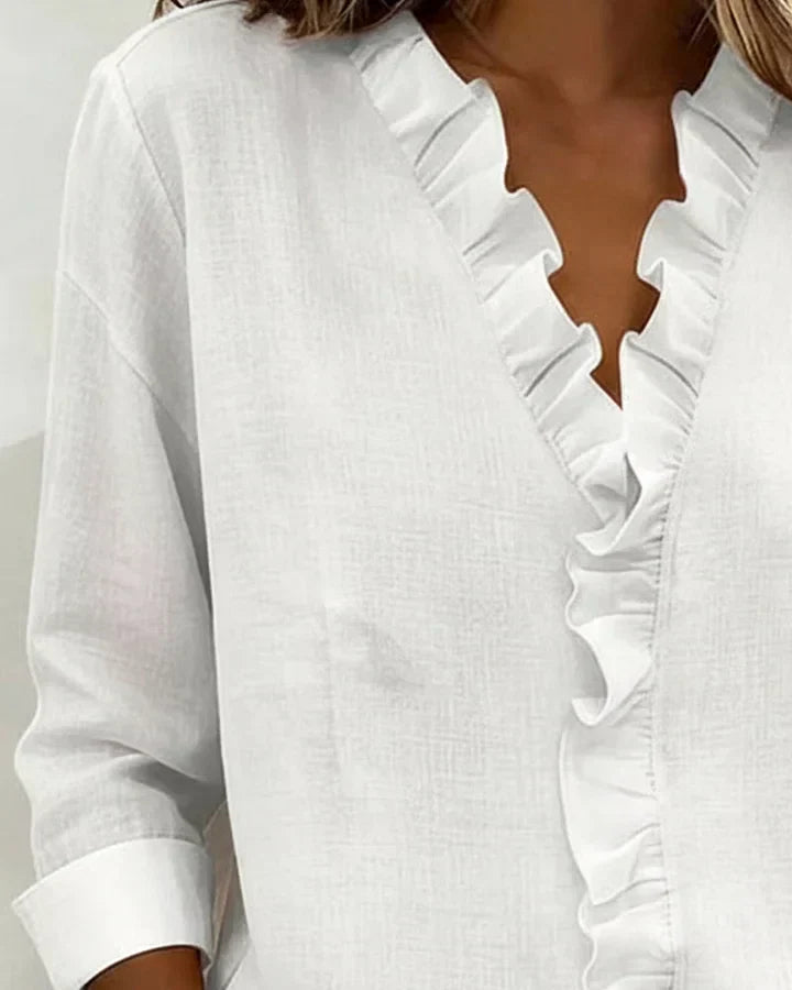 MALIYA | RUFFLED V-NECK BLOUSE