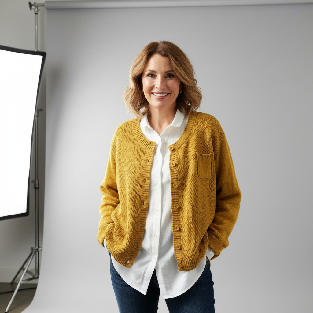 Women's Button-Up Knit Cardigan with Chest Pocket - image 1