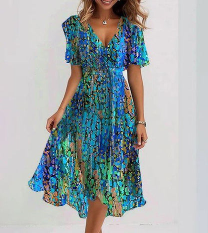 Lucinda | Flowing Watercolour Midi Dress