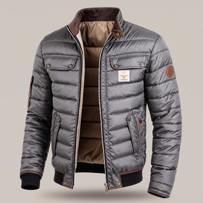 Men's Quilted Jacket with Contrast Stand Collar - image 5