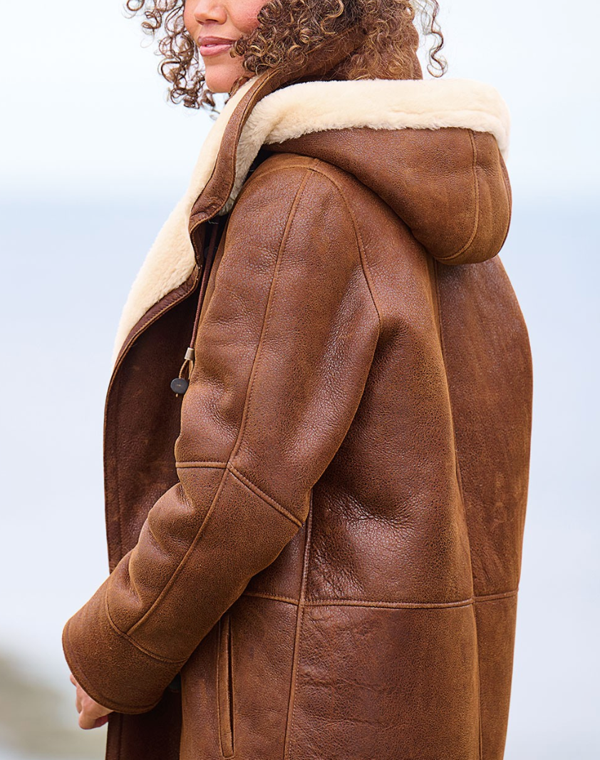 Women's Hooded Coat in Brown - image 2