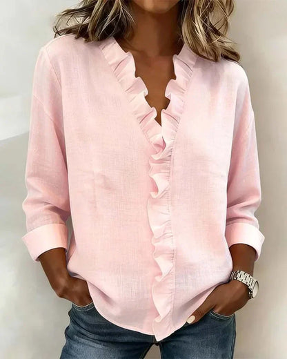 MALIYA | RUFFLED V-NECK BLOUSE