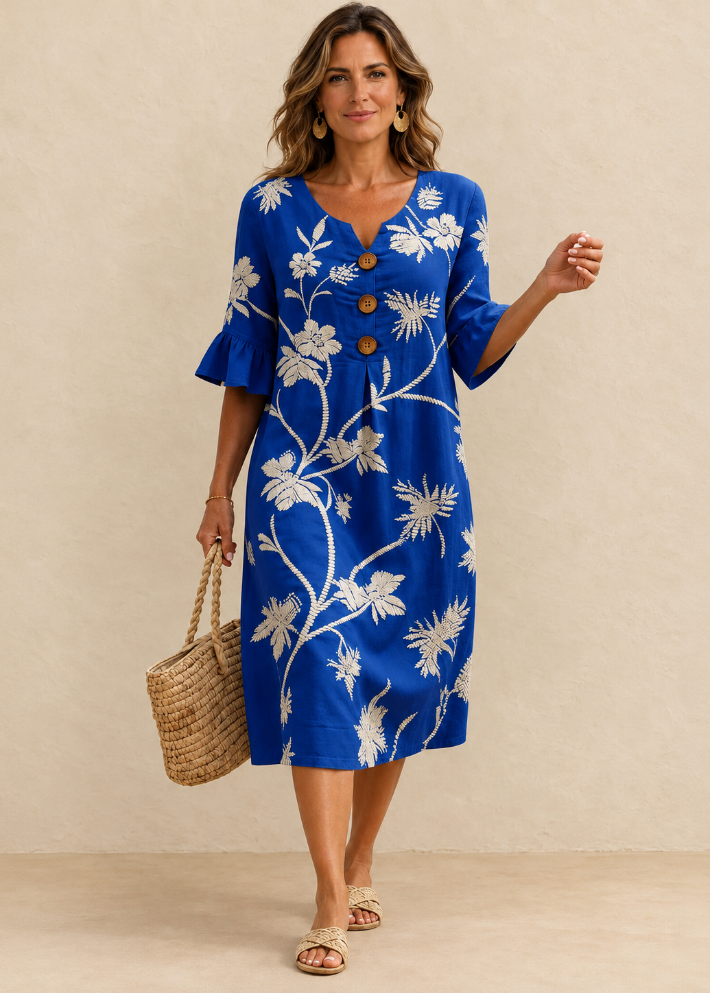 Fiorenza | Midi dress with floral embroidery