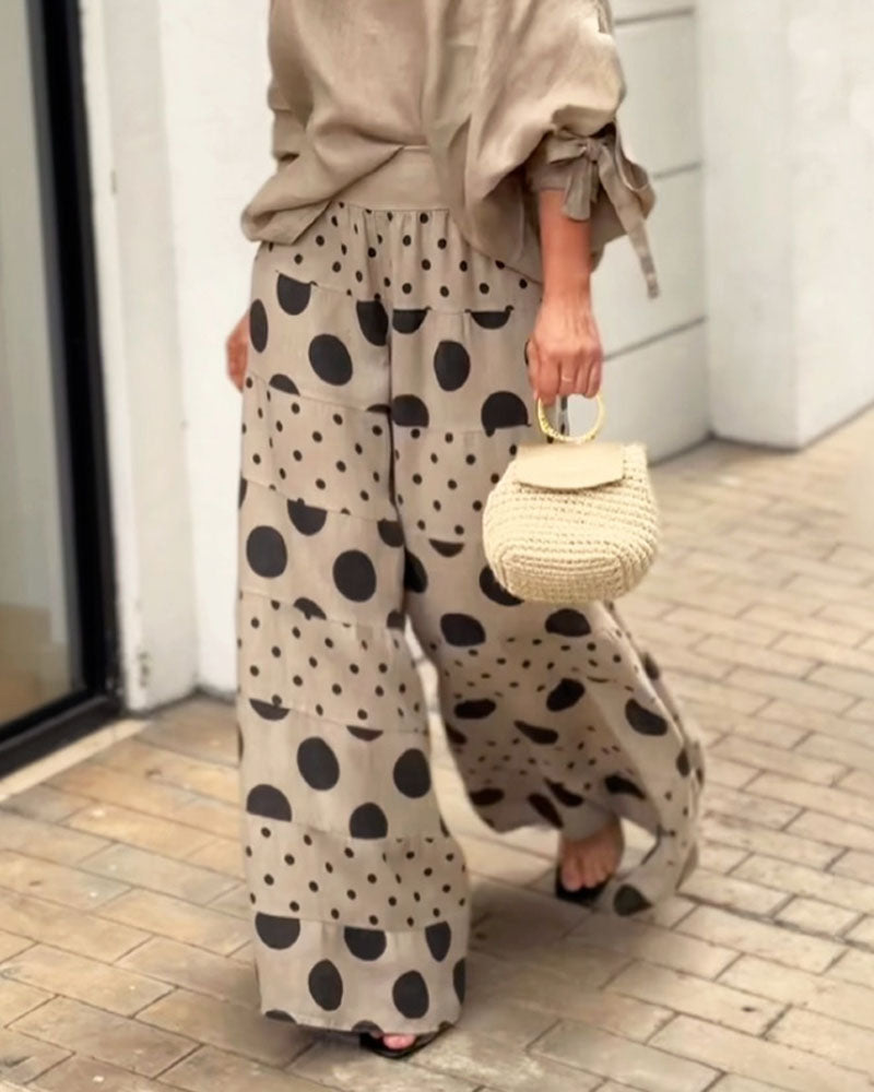 Simonetta | Coordinated Soft Shoulder Top + Printed Trousers