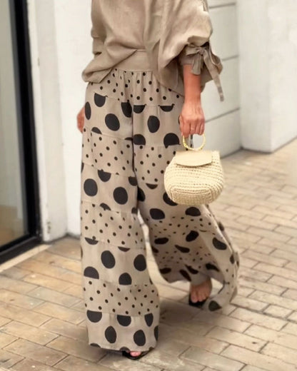 Simonetta | Coordinated Soft Shoulder Top + Printed Trousers
