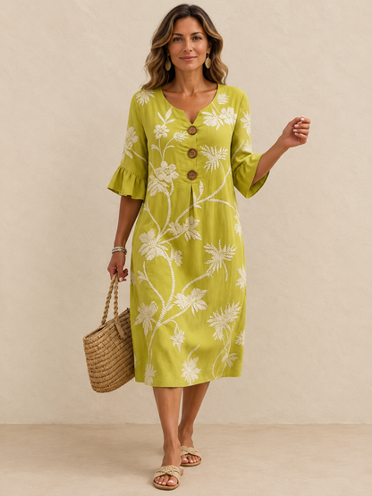 Fiorenza | Midi dress with floral embroidery