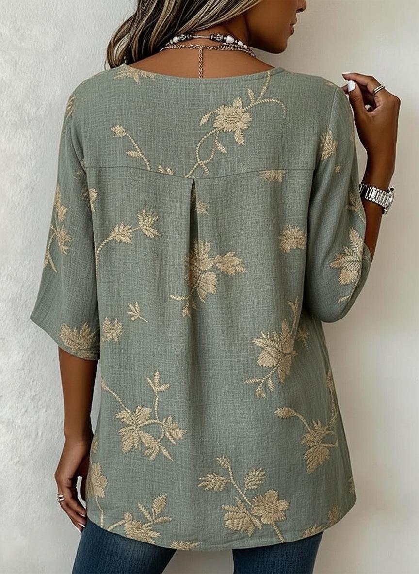 DENISE - Floral Embroidered Blouse