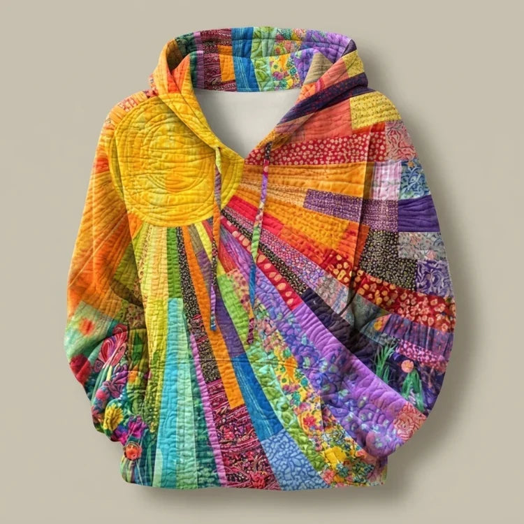 Dawnella | Bohemian Multicolour Patchwork Hoodie