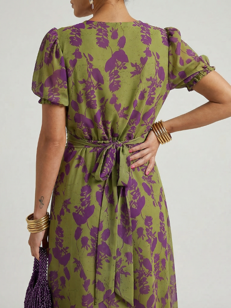 Viviane | Midi Wrap Dress with Floral Print