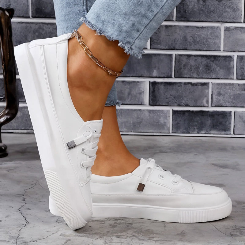 Women's Slip-On Trainers with Decorative Laces - image 2