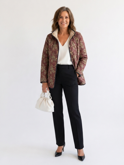 DELACROIX | Quilted Damask Plum Jacket Sophie