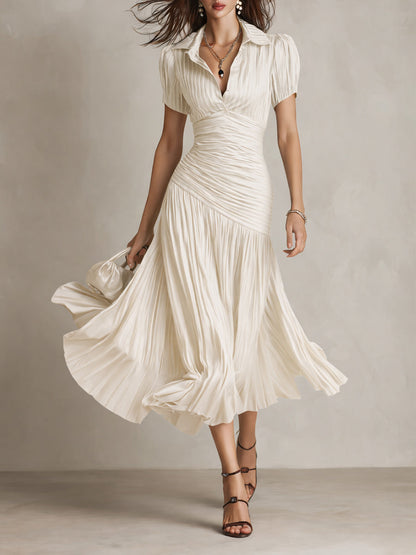 Lucia | Pleated Striped Midi Dress