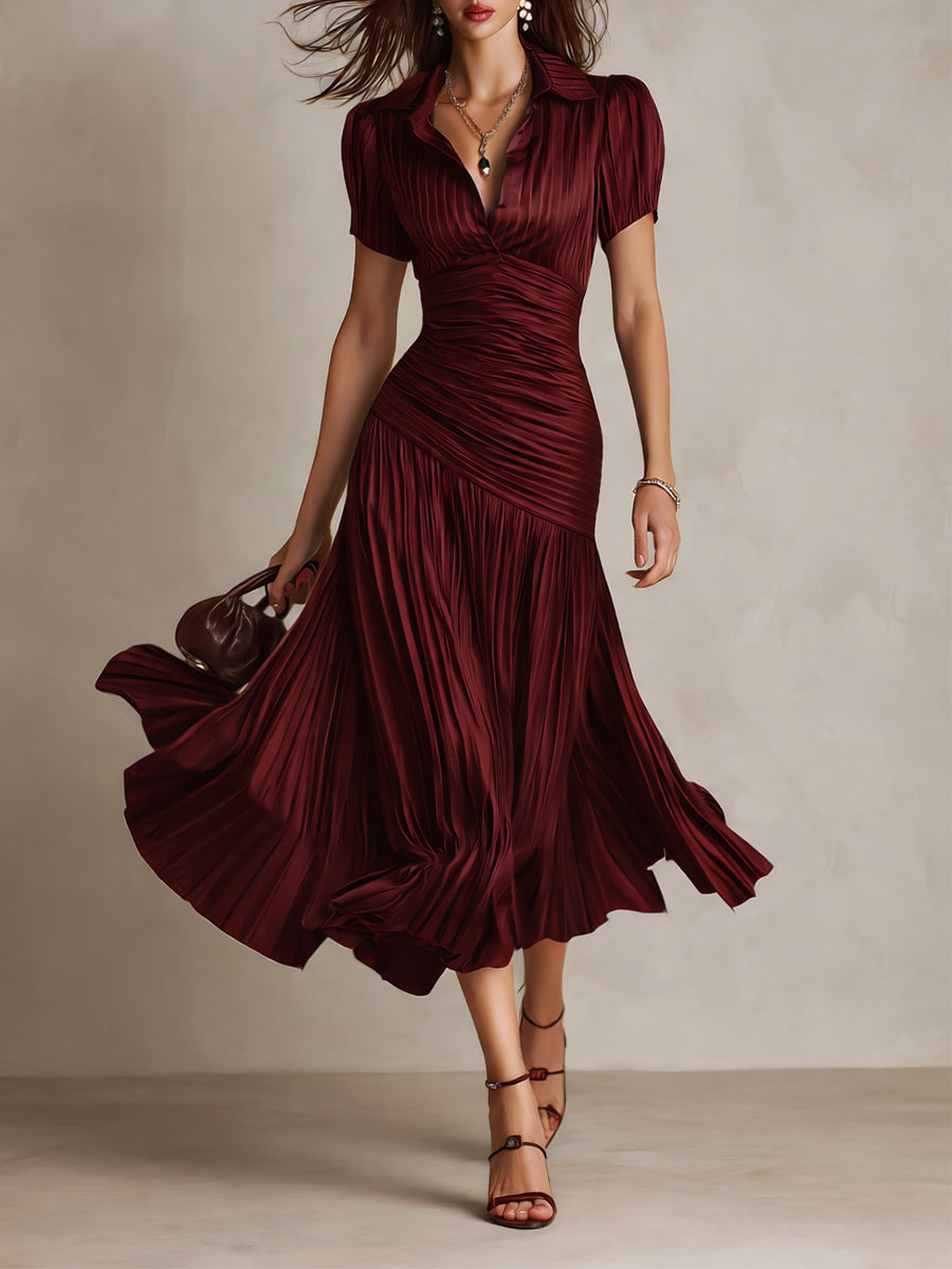 Lucia | Pleated Striped Midi Dress
