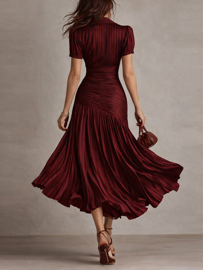 Lucia | Pleated Striped Midi Dress