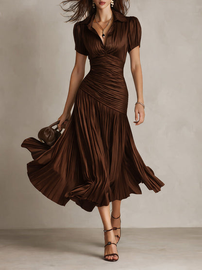 Lucia | Pleated Striped Midi Dress