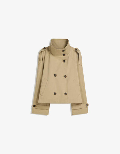Women's Cropped Trench Coat with Belt - image 4