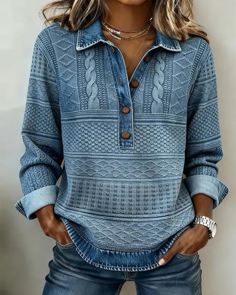 Women's Half-Button Sweatshirt with Polo Collar - image 1