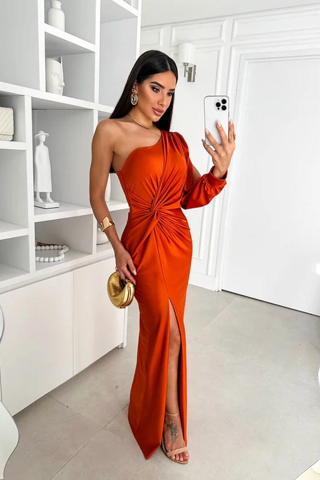 Women's One-Shoulder Maxi Evening Dress with Slit - image 2