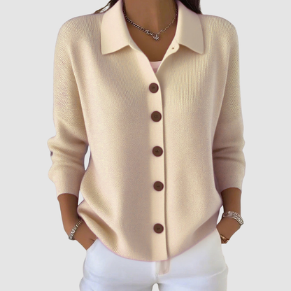 Women's Button-Up Knit Cardigan with Lapel Collar - image 5
