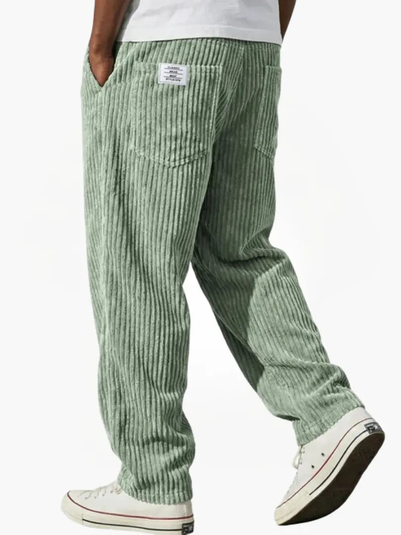 Men's Corduroy Look Trousers with Straight Leg and Pull-On Waistband - image 5
