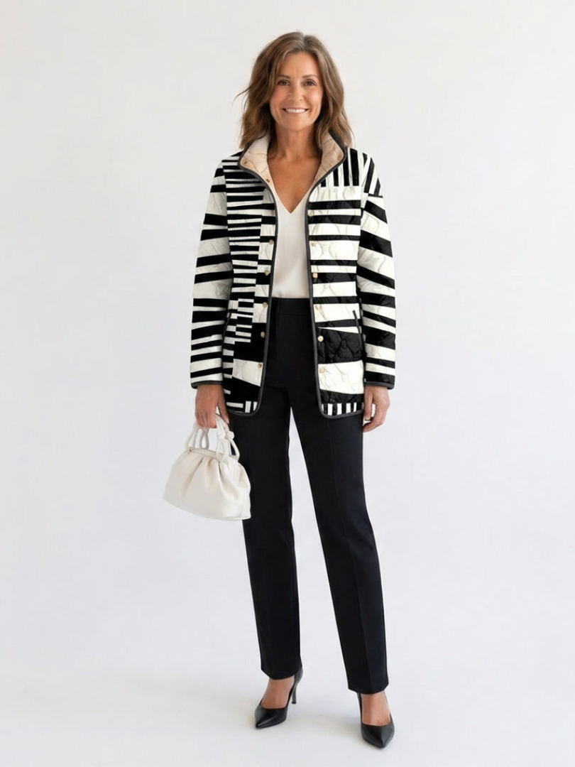 DELACROIX | Graphic Striped Quilted Jacket Véronique