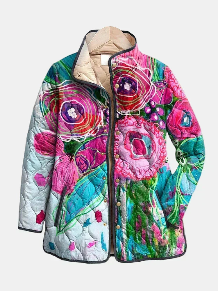 DELACROIX | Quilted Watercolour Floral Jacket Lucie