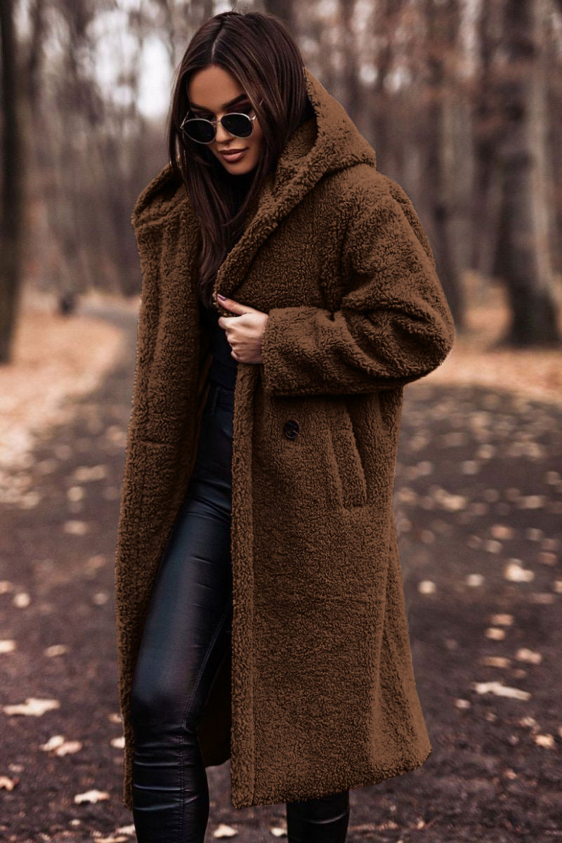 Women's Knee-Length Hooded Coat - image 4