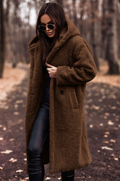 Women's Knee-Length Hooded Coat - image 4