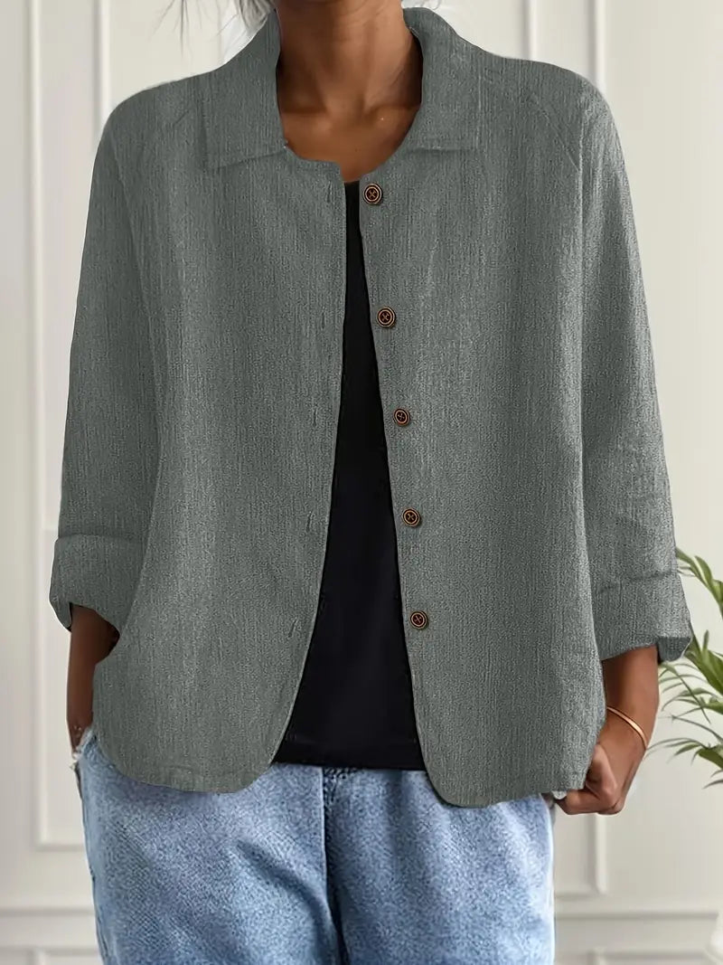 Women's Classic Shirt Style Layering Top - image 4