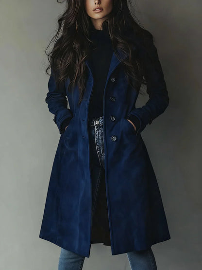 Women's Suede Look Trench Coat - image 6