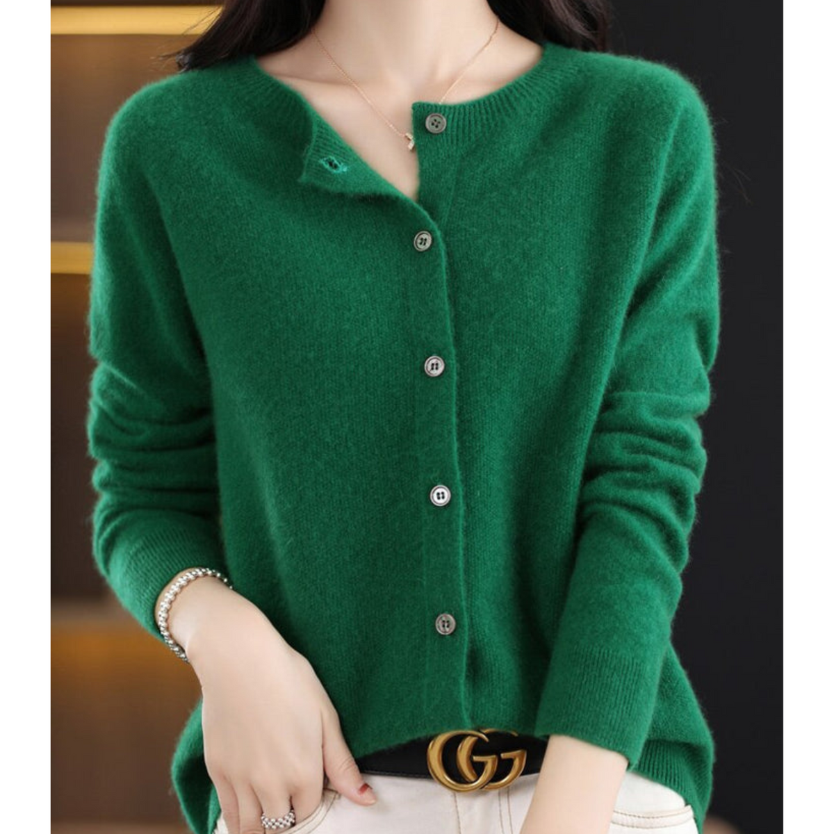 Mercy Cardigan for Women – Elegant Merino Wool & Soft Cardigan with Round Neck
