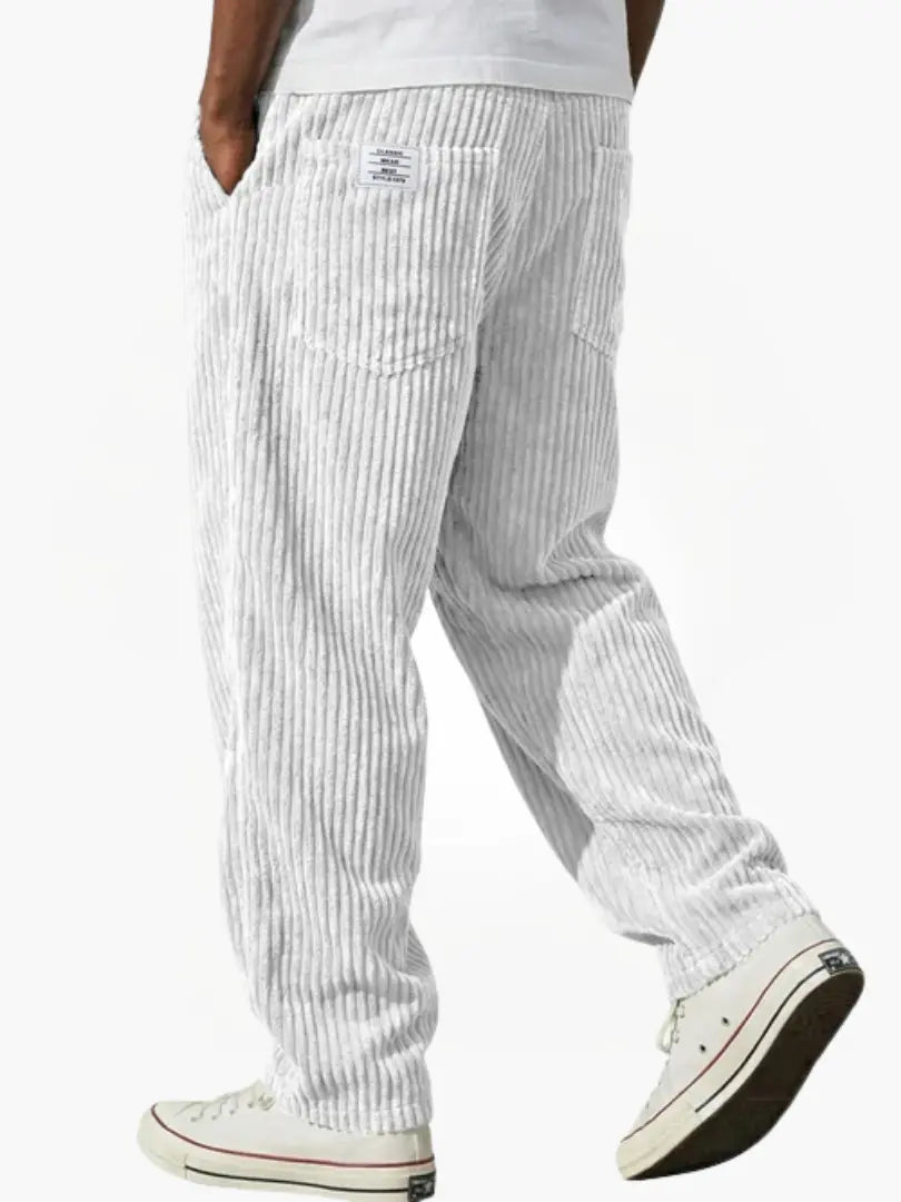 Men's Corduroy Look Trousers with Straight Leg and Pull-On Waistband - image 6