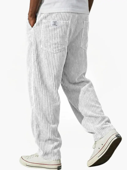 Men's Corduroy Look Trousers with Straight Leg and Pull-On Waistband - image 6