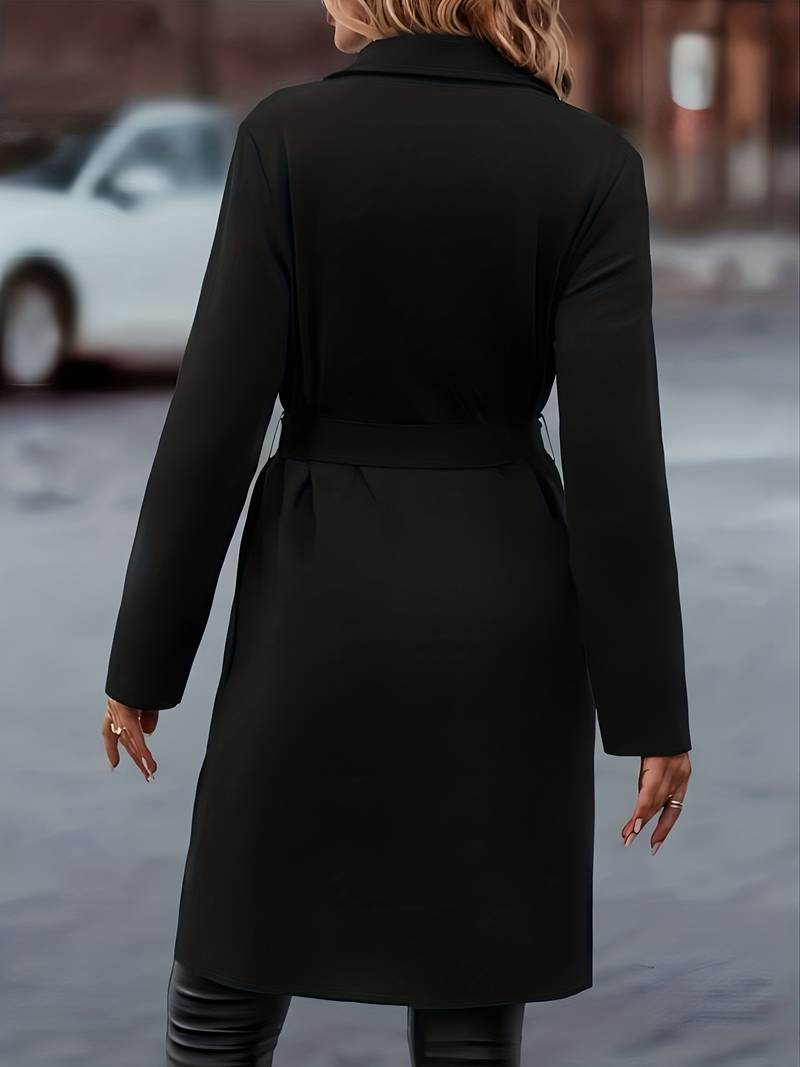 Women's Long Open Front Jacket in Black - image 2