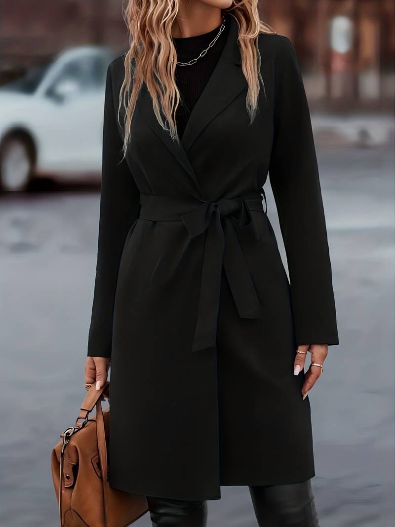 Women's Long Open Front Jacket in Black - image 4