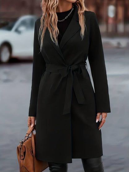 Women's Long Open Front Jacket in Black - image 4