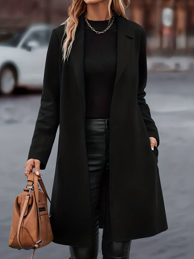 Women's Long Open Front Jacket in Black - image 1