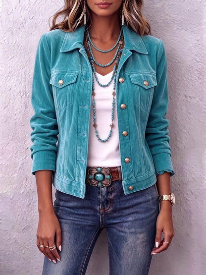 Women's Vintage Wash Button-Front Jacket with Chest Pockets - image 7