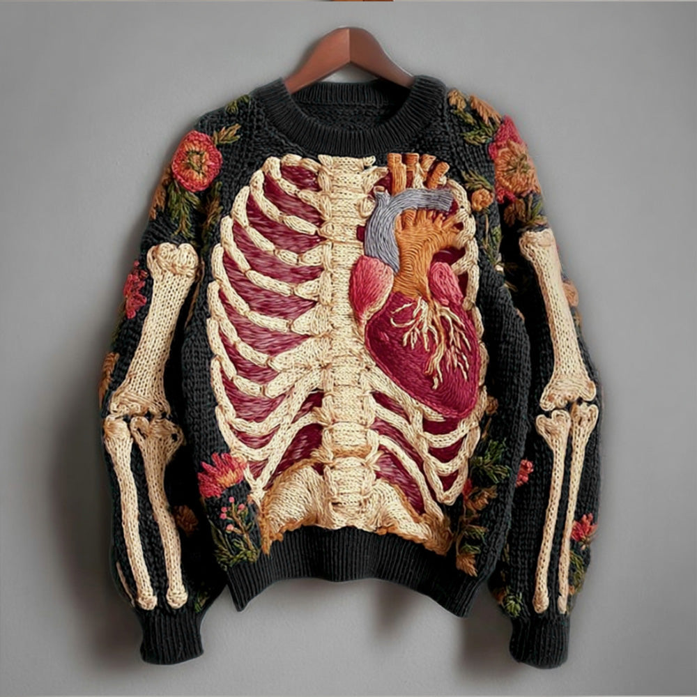 Women's Anatomy Art and Floral Print Jumper - image 2