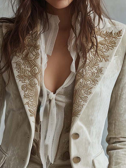 Constance | Ivory Blazer Tailored Embroidery