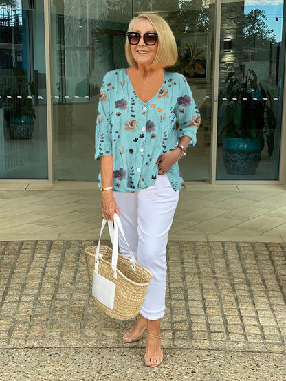 Marguerite | Floral Button Tunic Top