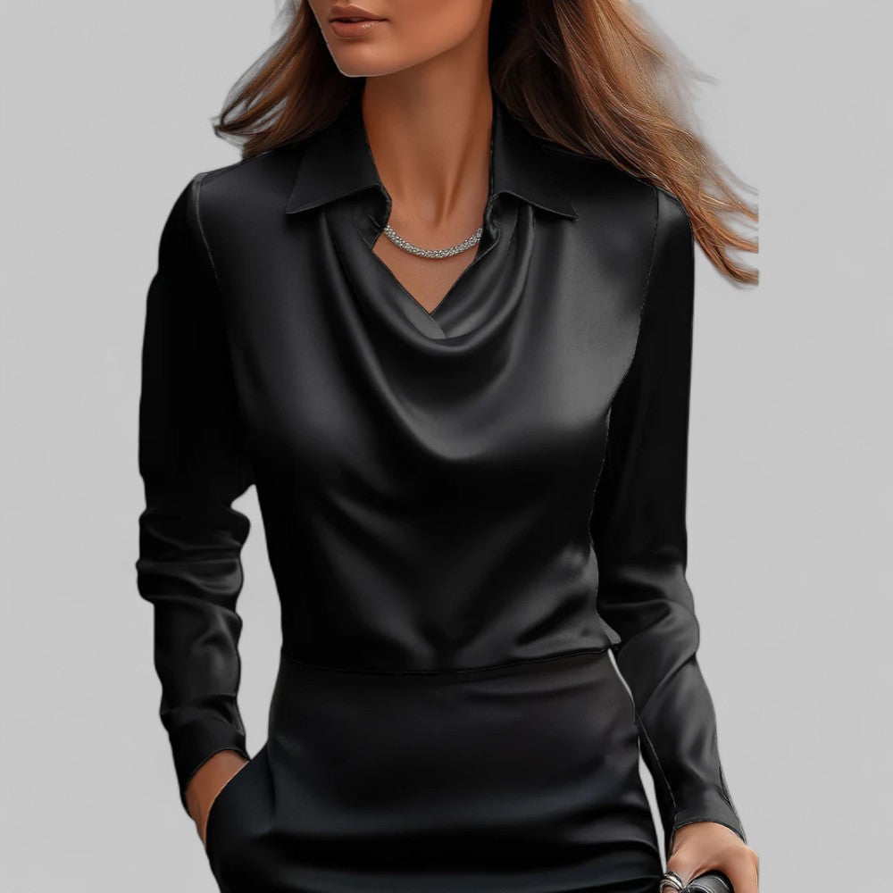 Women's Satin Look Cowl Neck Blouse - image 2