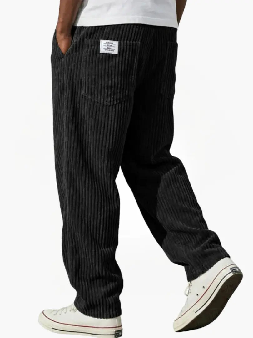 Men's Corduroy Look Trousers with Straight Leg and Pull-On Waistband - image 7