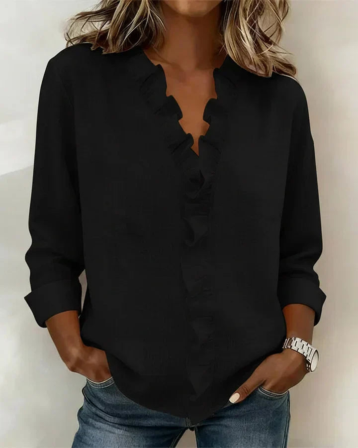 MALIYA | RUFFLED V-NECK BLOUSE