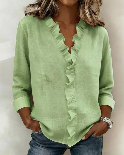 MALIYA | RUFFLED V-NECK BLOUSE