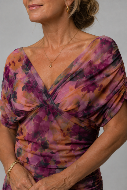 Ariane | Midi Dress with Draped Shoulders