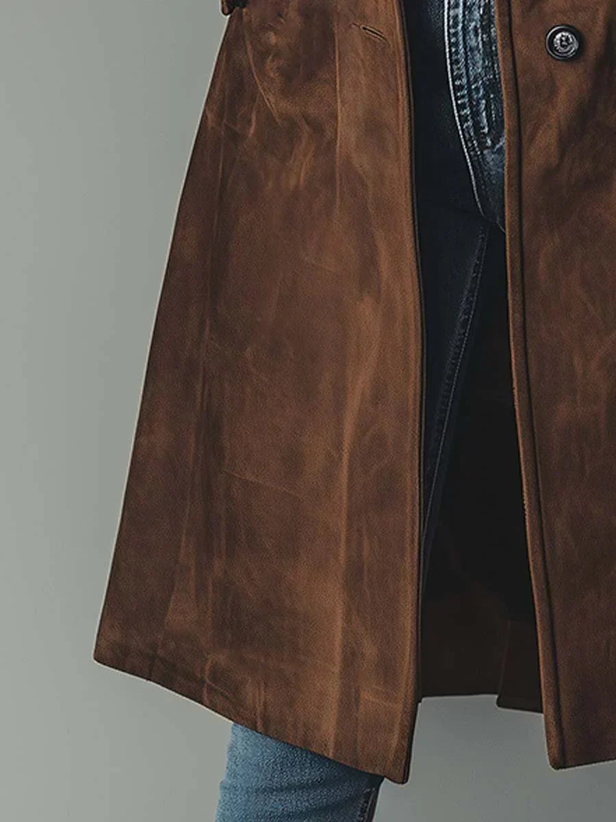 Women's Suede Look Trench Coat - image 5